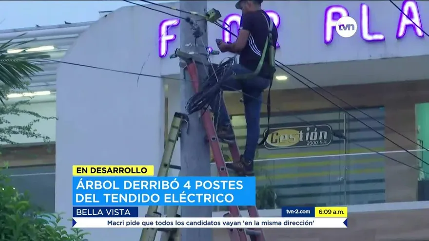 Siguen trabajos para restablecer servicio eléctrico en Bella Vista