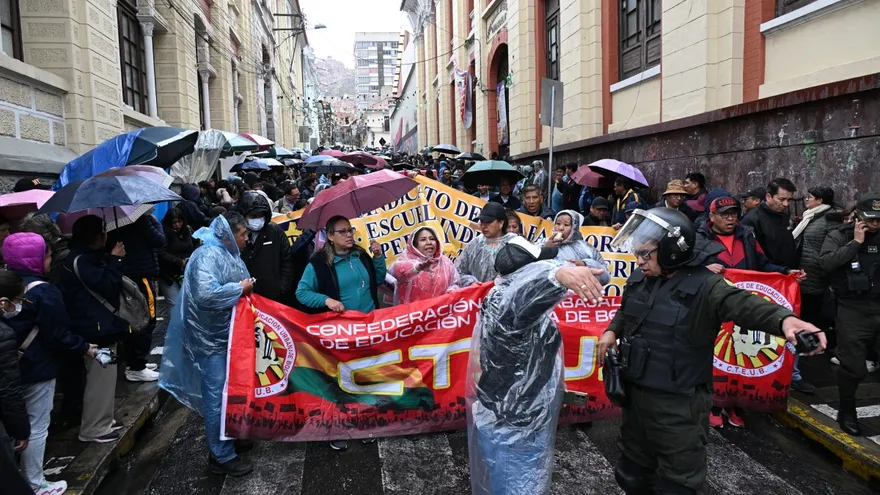 Protesta de docentes en Bolivia