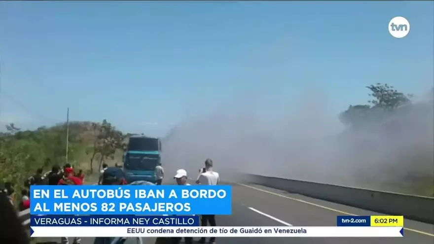 Bus se incendia en Los Ruices de Veraguas