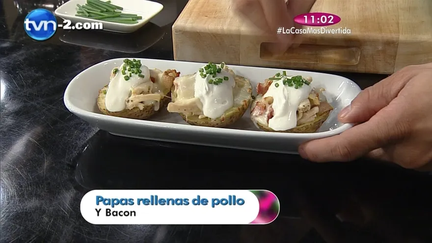 Receta - Papas rellenas de pollo y bacon
