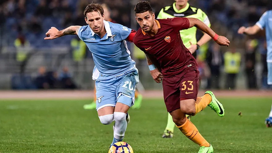 Acción del partido de copa italiana entre la Lazio y la Roma