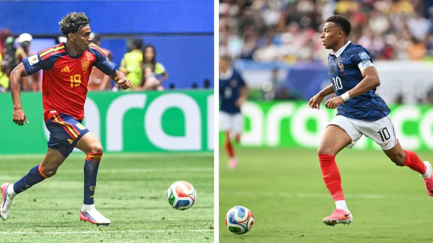 Lamine Yamal (i) y Kylian Mbappé (d)