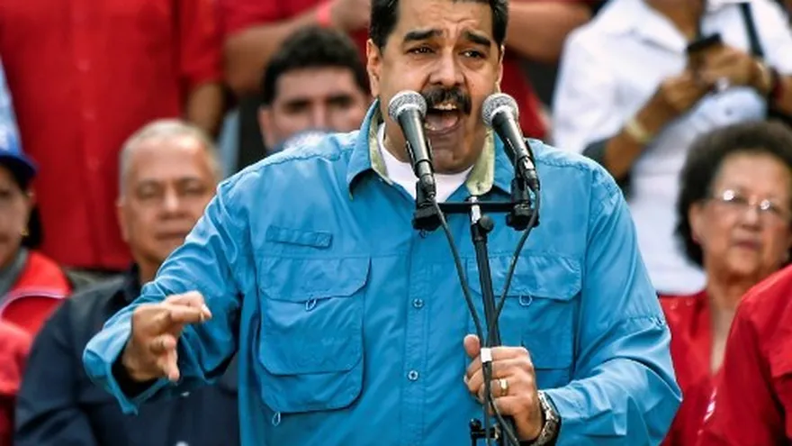 El presidente de Venezuela, Nicolás Maduro, habla en un acto público el 23 de enero de 2018.