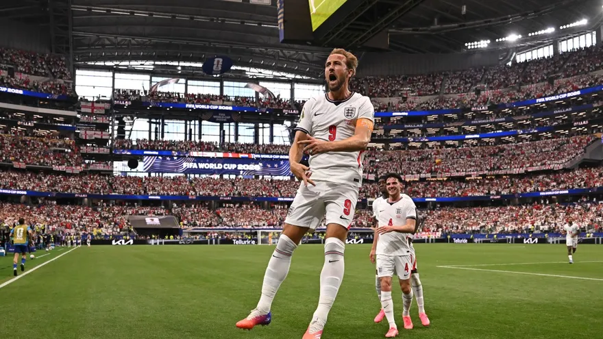 Harry Kane celebra durante el partido entre Inglaterra y Croacia