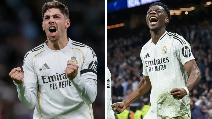 Fede Valverde (i) y Aurélien Tchouameni (d)