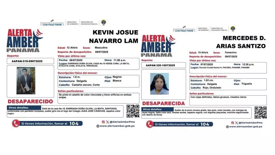 Activan Alerta Amber por Kevin Navarro Lam y Mercedes Arias Santizo