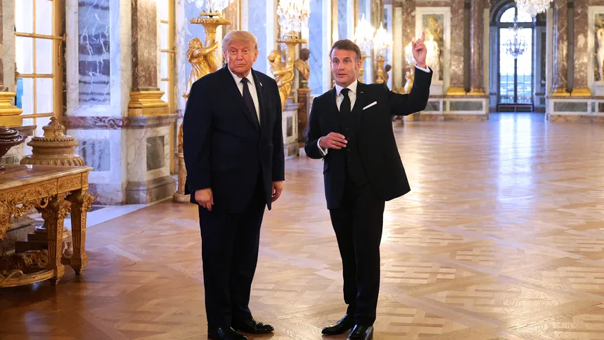 El presidente de Estados Unidos, Donald Trump y su homólogo francés, Emmanuel Macron.