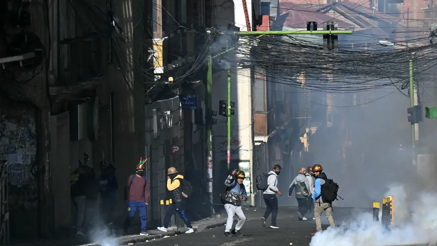 Protesta de mineros en Bolivia.