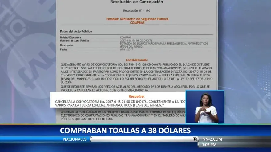 Cancelan compra directa del Ministerio de Seguridad