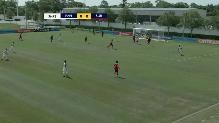 Gol de Edilson Carrasquilla al minuto 36 Panamá vs Surinam Premundial Sub-17 de Concacaf