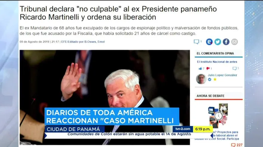 Las publicaciones internacionales tras liberación de expresidente Martinelli