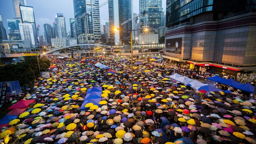 Protesta del movimiento prodemocrático de Hong Kong, conocido como "Revolución de los Paraguas"
