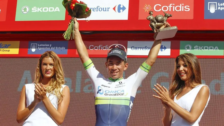 Caleb Ewan en el podio.