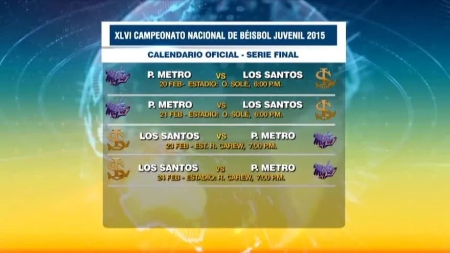 El calendario de la final del béisbol juvenil 2015