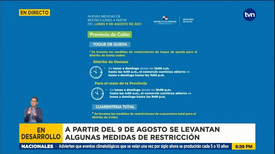 Anuncian que finaliza la cuarentena dominical en el distrito de Colón