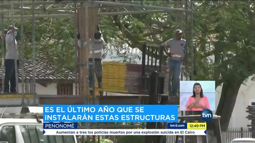 Instalan tarimas de carnaval en la Avenida Central de Penonomé