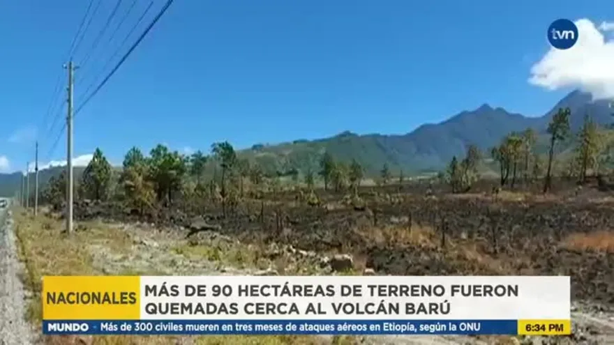 Varias hectáreas quemadas son quemadas en el Volcán Barú