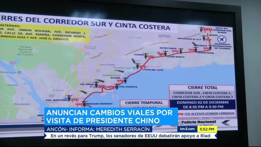 Cierres de vías y cambio de horario en oficinas públicas de la capital por visita de Xi Jinping