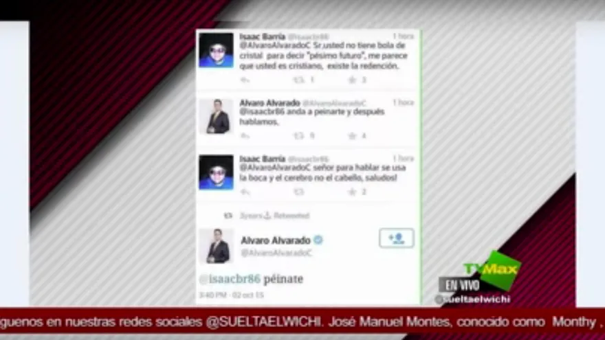 Álvaro Alvarado discute con un twittero