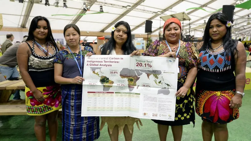 Mujeres Guna Yala, Embera, indígenas del Amazonas,  representantes de la comunidad Saweto,  la tribu Kayapo, entre otros,  están presente en  las exhibiciones y conferencias sobre cambio climático en La Cumbre del Clima de París.