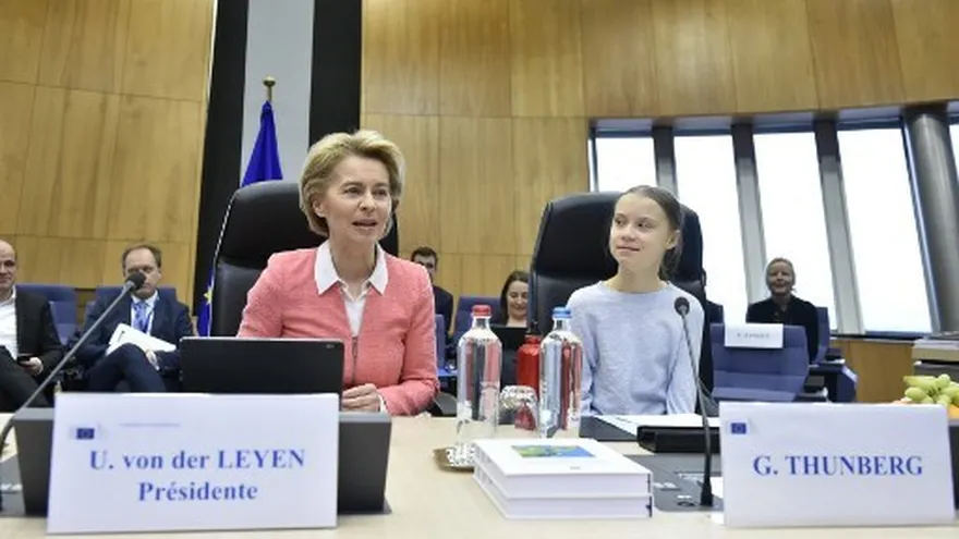 Greta Thunberg y la presidenta de la Comisión, Ursula von der Leyen