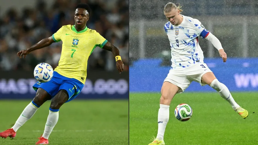 Vinicius Junior (i) y Erling Haaland (d)