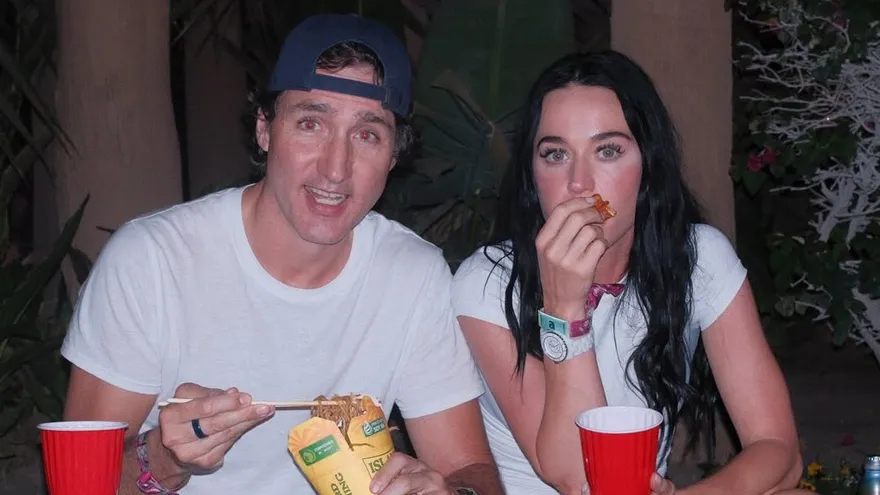 Trudeau y Katy Perry aprovecharon para degustar algunos alimentos en medio del Festival de Coachella