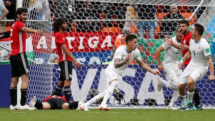 Gol de José María Giménez. Egipto 1 - 0 Uruguay