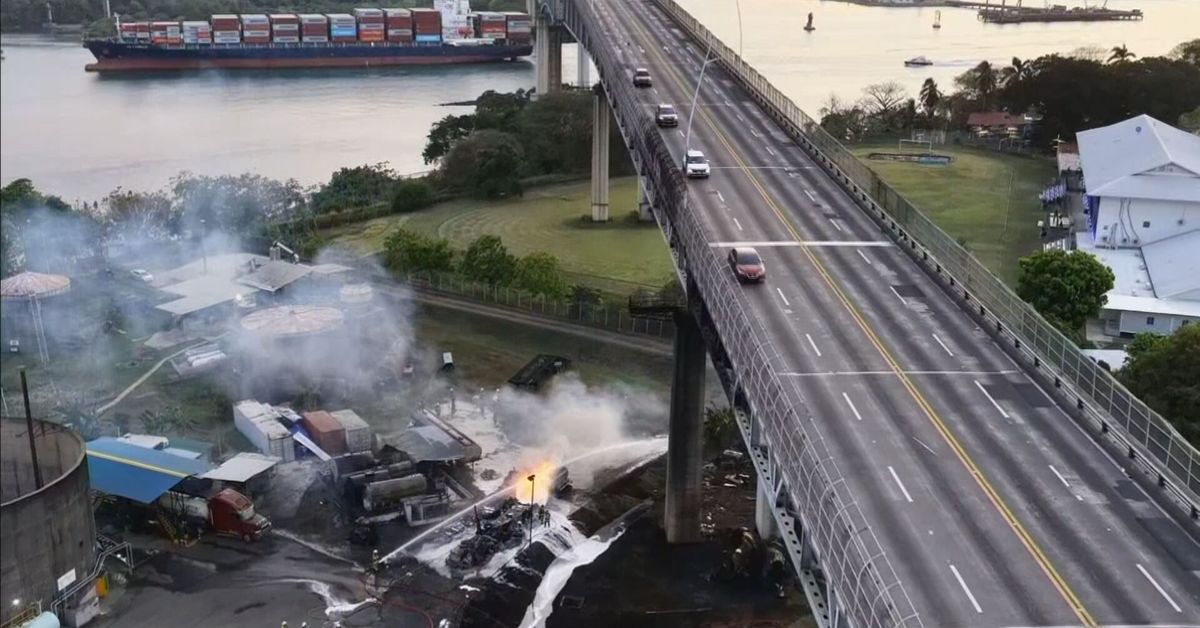 Cierran el puente de las Américas tras incendio de camión cisterna en La Boca; habilitan inversión de carriles en vía Centenario