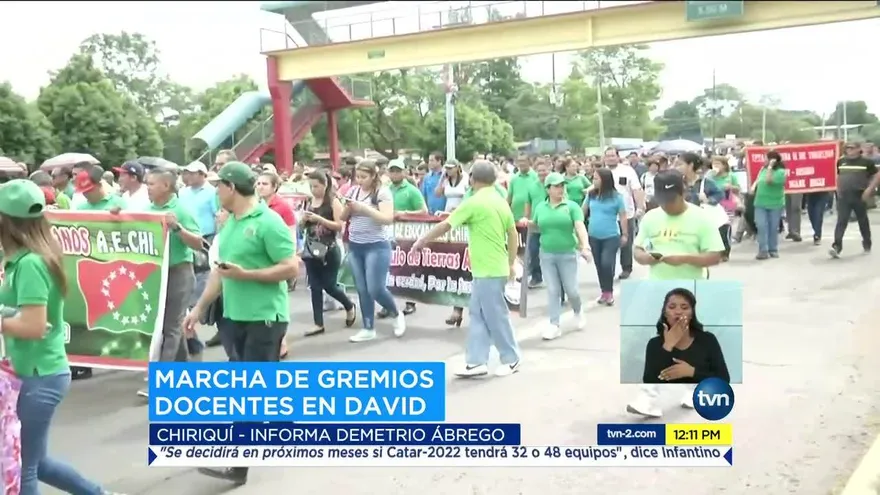 Gremios docentes marchan en Chiriquí en rechazo al alza de la luz
