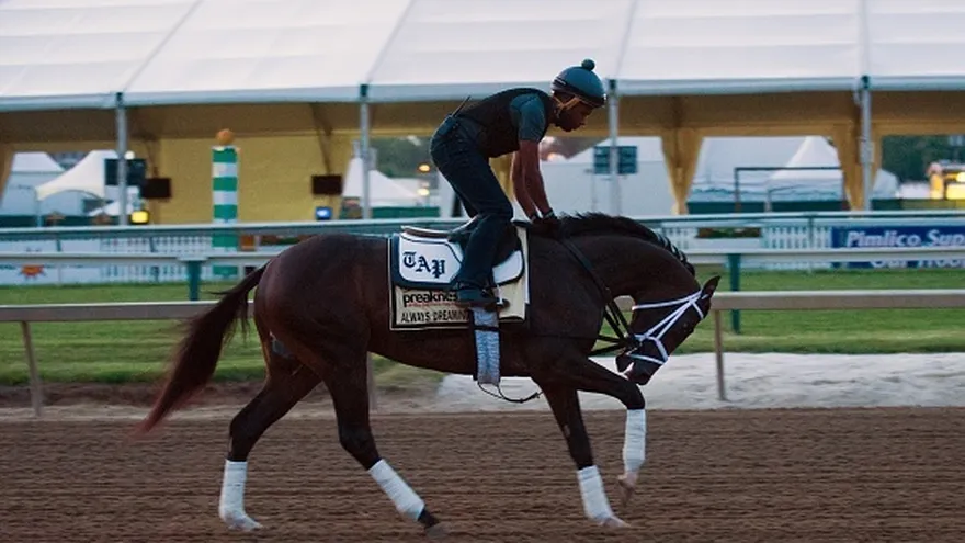 Always Dreaming en los entrenamientos previos al Preakness Stakes