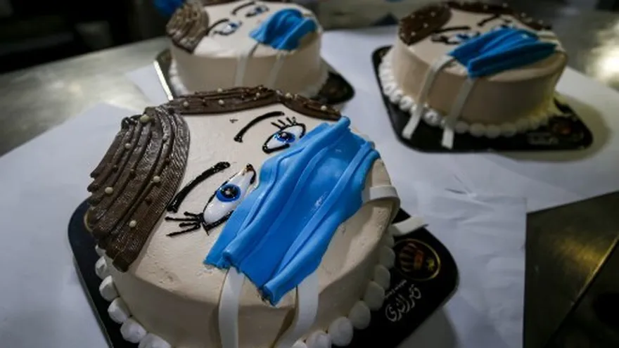 Crean un pastel en Gaza para alentar a llevar mascarilla