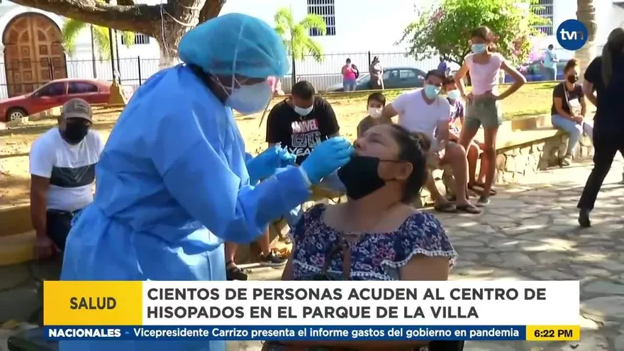 Hisopados en el Parque Bolívar de La Villa de Los Santos