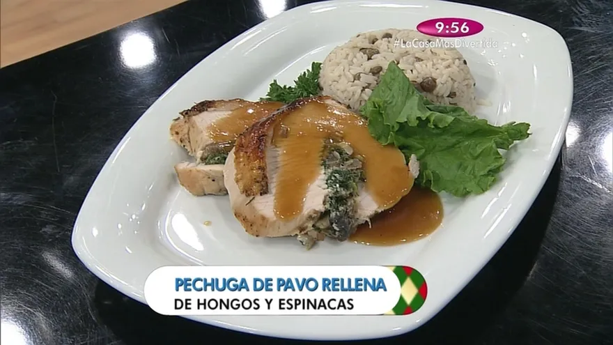 Receta - Pechuga de pavo rellena de hongos y espinacas