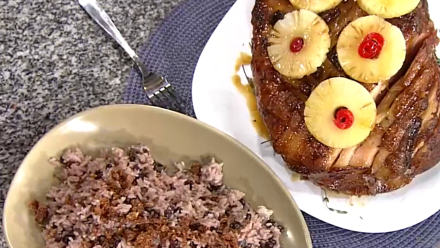 Jamón en salsa de ron y miel de caña