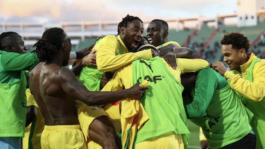 Jugadores de la selección de Benín en partido de Copa Africana de Naciones