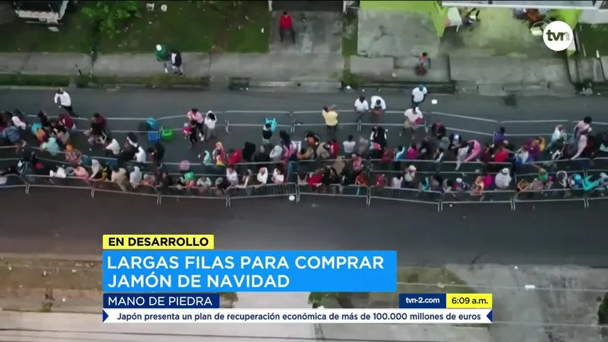 Cientos forman filas para venta de jamón en Mano de Piedra