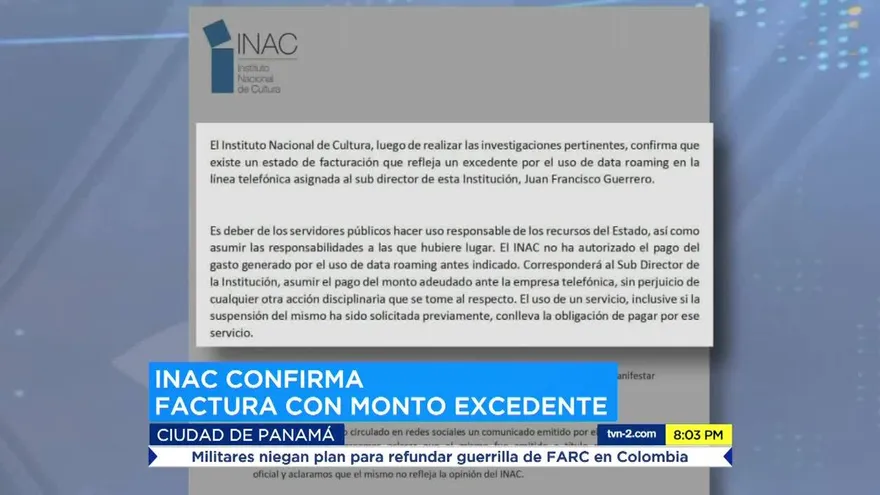 Diferencia entre directivos del INAC por exceso gasto en roaming