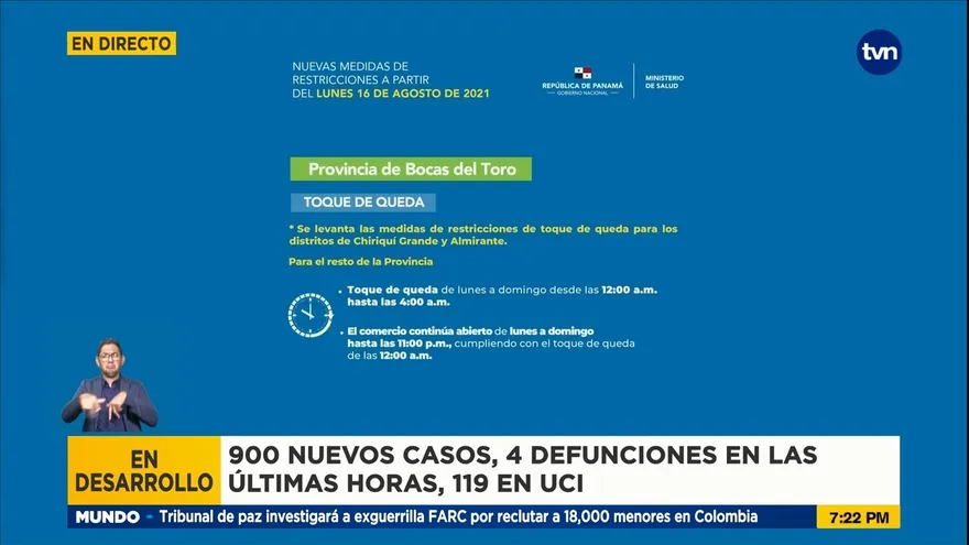 Levantan medidas de restricción en para Chiriquí Grande y Almirante