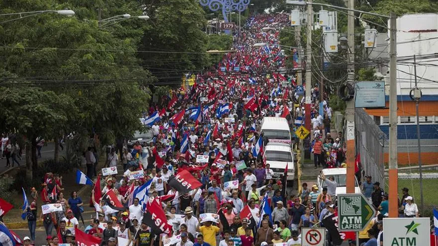 Manifestaciones en Managua en favor del gobierno de Ortega.