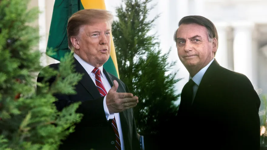 El presidente de Estados Unidos, Donald Trump, con su homólogo brasileño, Jair Bolsonaro (d), en la Casa Blanca, el pasado 20 de marzo