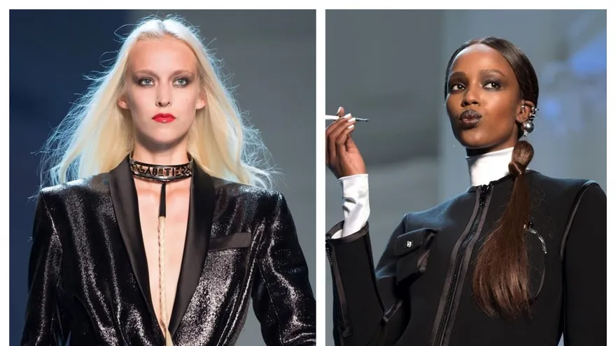 Modelos lucen creaciones de la colección otoño/invierno 2018-19 del diseñador galo Jean-Paul Gaultier en la Semana de la Moda de la alta Costura en París (Francia) hoy, 4 de julio de 2018.
