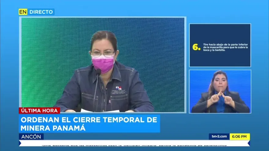 Ministra Turner confirma cierre temporal de Minera Panamá