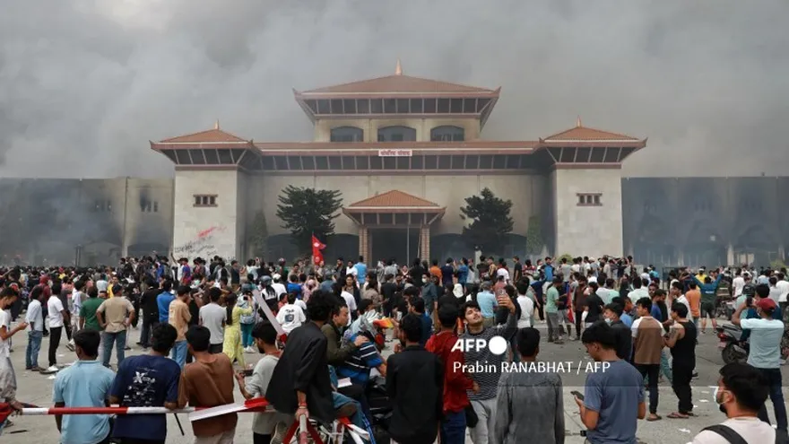 Manifestantes en Nepal