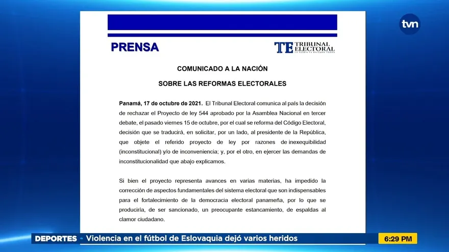 Tribunal Electoral rechaza proyecto de reformas electorales