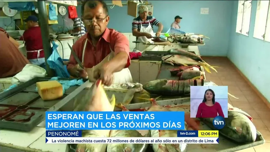 Baja venta de mariscos en mercado de Penonomé