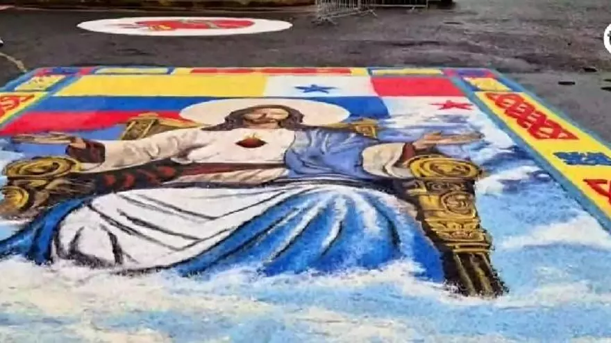 Alfombra utlizada en el Corpus Christie en La Villa.