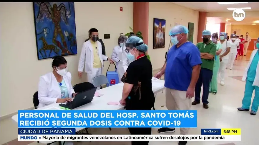 Personal de salud del Hospital Santo Tomás recibe segunda dosis contra covid-19