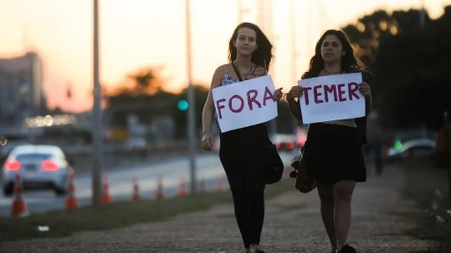 Protesta aislada contra el presidente interino, Michel Temer.