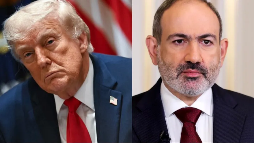 Donald Trump, presidente de EEUU (Izq); Nikol Pashinián, primer ministro armenio (dch)